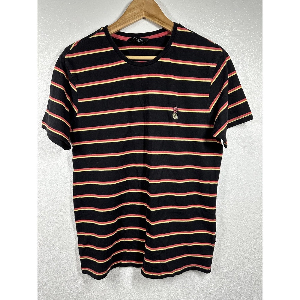 Honey & Cola Shirt Mens Medium Striped Pineapple Embroidered‎ Tee